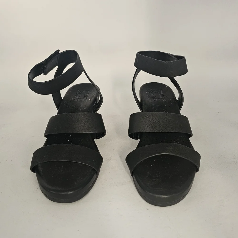 Naturalizer Genn Ignite Black Nubuck Wedge Sandals 8 Comfort Classic Travel Chic